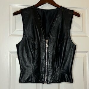 Authentic Leather Zip Front Vest Top